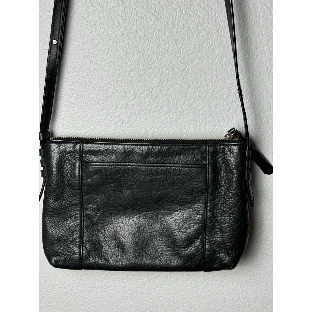 Cole Haan Black Pebbled Leather Crossbody Bag Zip Top Adjustable Strap Purse - Picture 7 of 10
